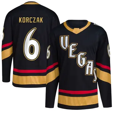 Men's Kaedan Korczak Vegas Golden Knights ＃6 Authentic Black Reverse Retro 2.0 2026 Stanley Cup Final Jersey