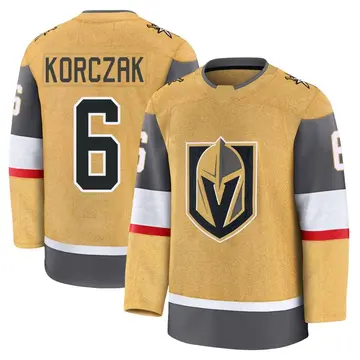 Men's Kaedan Korczak Vegas Golden Knights ＃6 Premium Gold Home Jersey