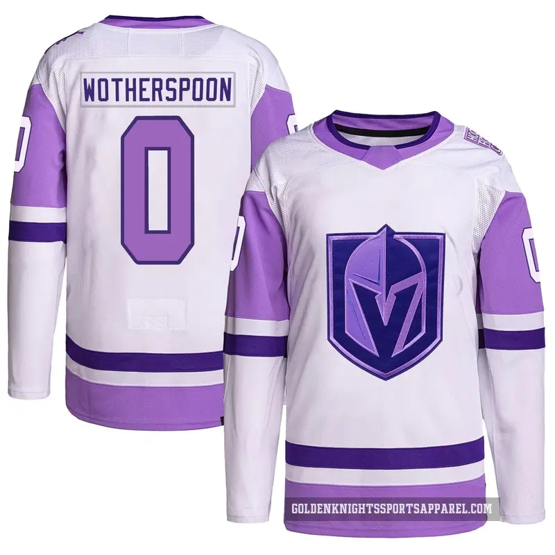 Men's Parker Wotherspoon Vegas Golden Knights ＃0 Authentic White/Purple Hockey Fights Cancer Primegreen Jersey