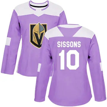 Women's Colton Sissons Vegas Golden Knights ＃10 Authentic Purple Fights Cancer Practice Jersey