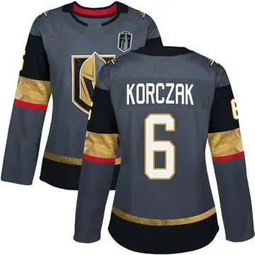 Women's Kaedan Korczak Vegas Golden Knights ＃6 Authentic Gray Home 2026 Stanley Cup Final Jersey