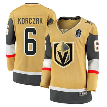 Women's Kaedan Korczak Vegas Golden Knights ＃6 Breakaway Gold Alternate Premier 2026 Stanley Cup Final Jersey
