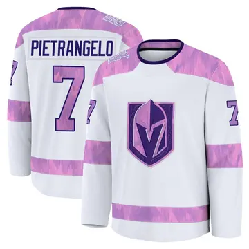 Youth Alex Pietrangelo Vegas Golden Knights ＃7 Premium White 2024 Hockey Fights Cancer Practice Jersey
