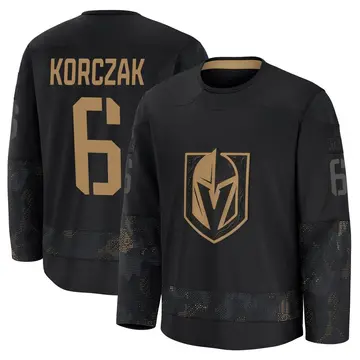 Youth Kaedan Korczak Vegas Golden Knights ＃6 Premium Black 2024 Military Appreciation Practice Jersey