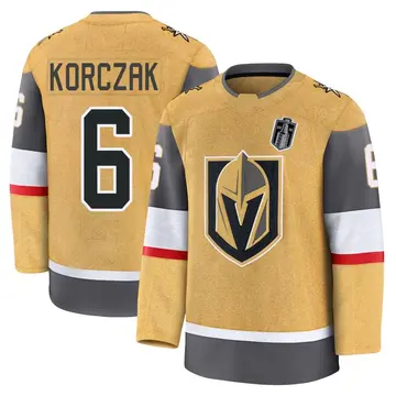 Youth Kaedan Korczak Vegas Golden Knights ＃6 Premium Gold 2026 Stanley Cup Final Home Jersey